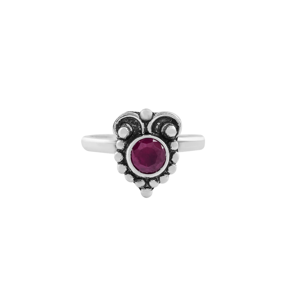 Oxidized Silver Toe Ring with Maroon Stone – Ethnic Elegance