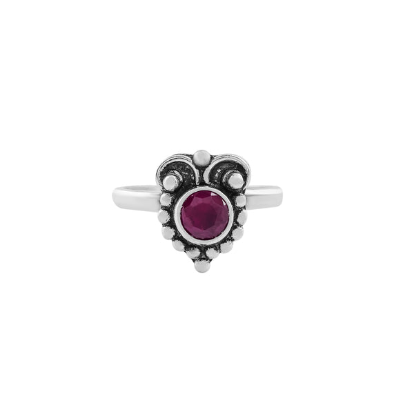 Oxidized Silver Toe Ring with Maroon Stone – Ethnic Elegance