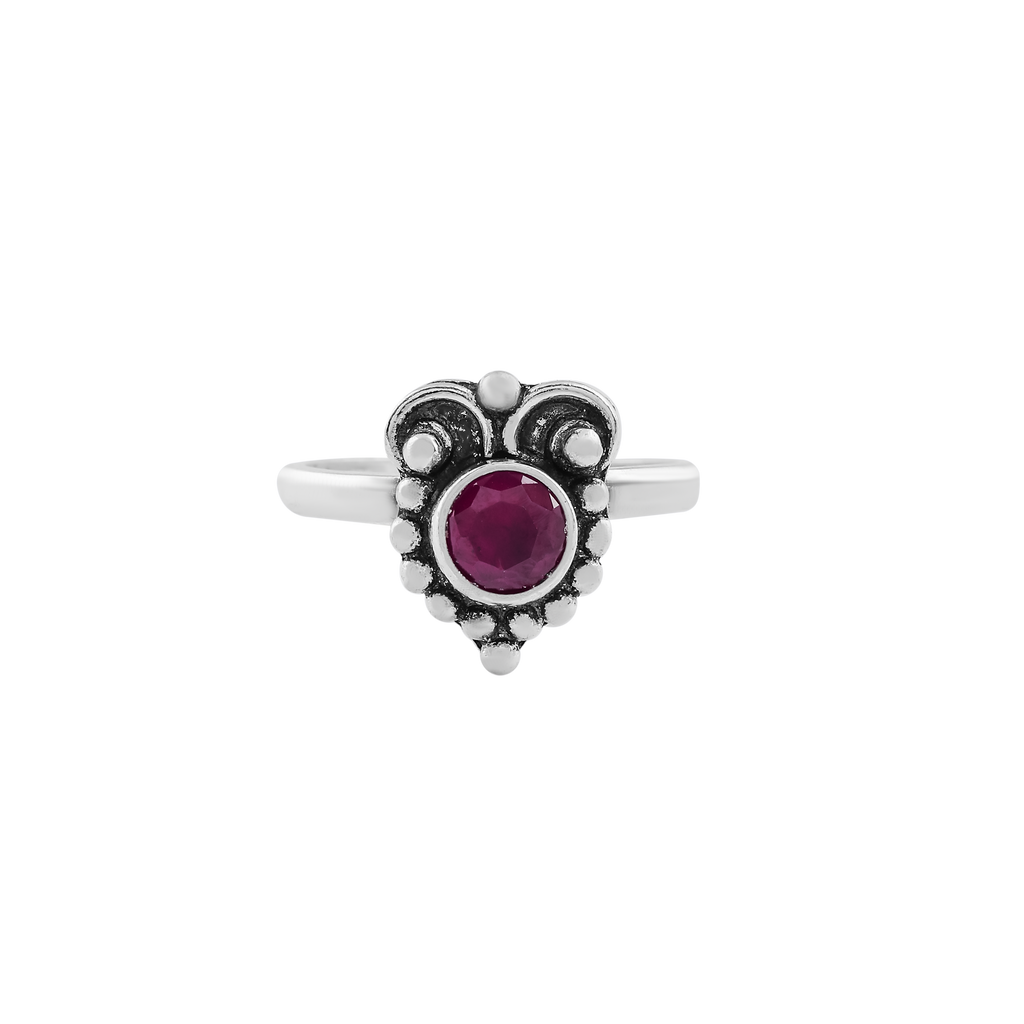 Oxidized Silver Toe Ring with Maroon Stone – Ethnic Elegance