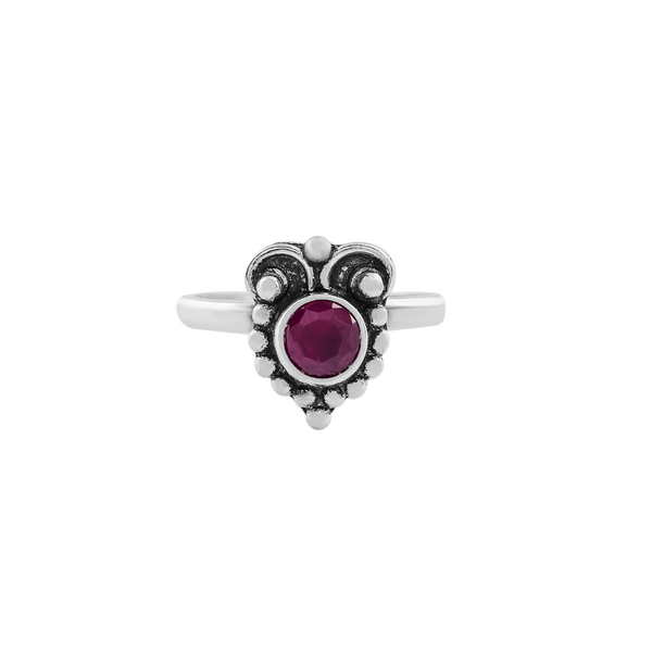 Oxidized Silver Toe Ring with Maroon Stone – Ethnic Elegance