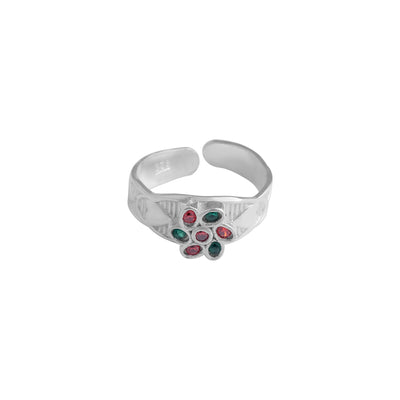 Floral Cluster Gemstone Toe Ring – 925 Sterling Silver