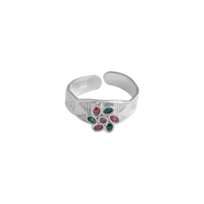 Floral Cluster Gemstone Toe Ring – 925 Sterling Silver