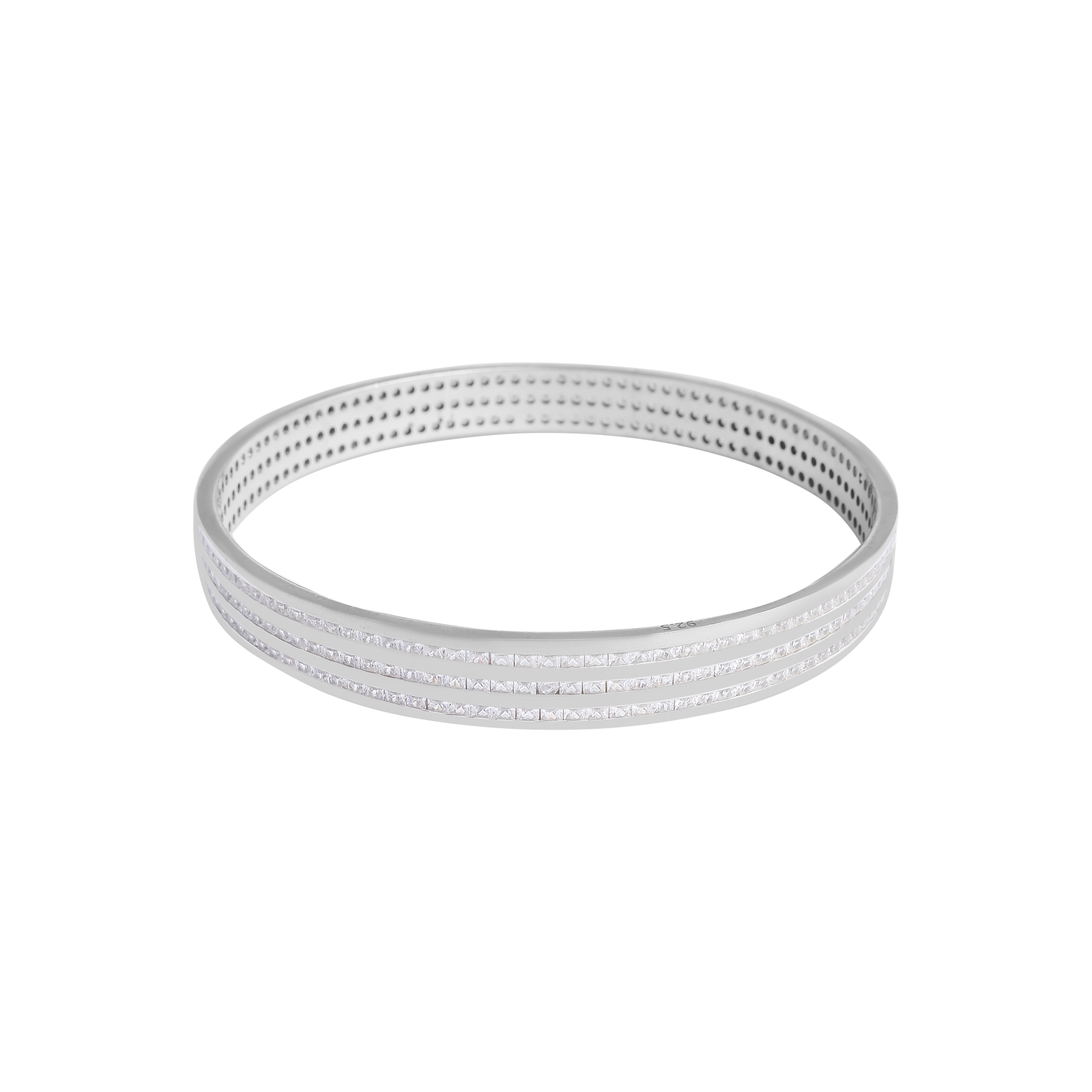 Perforated Silver Kada with Lines for him
