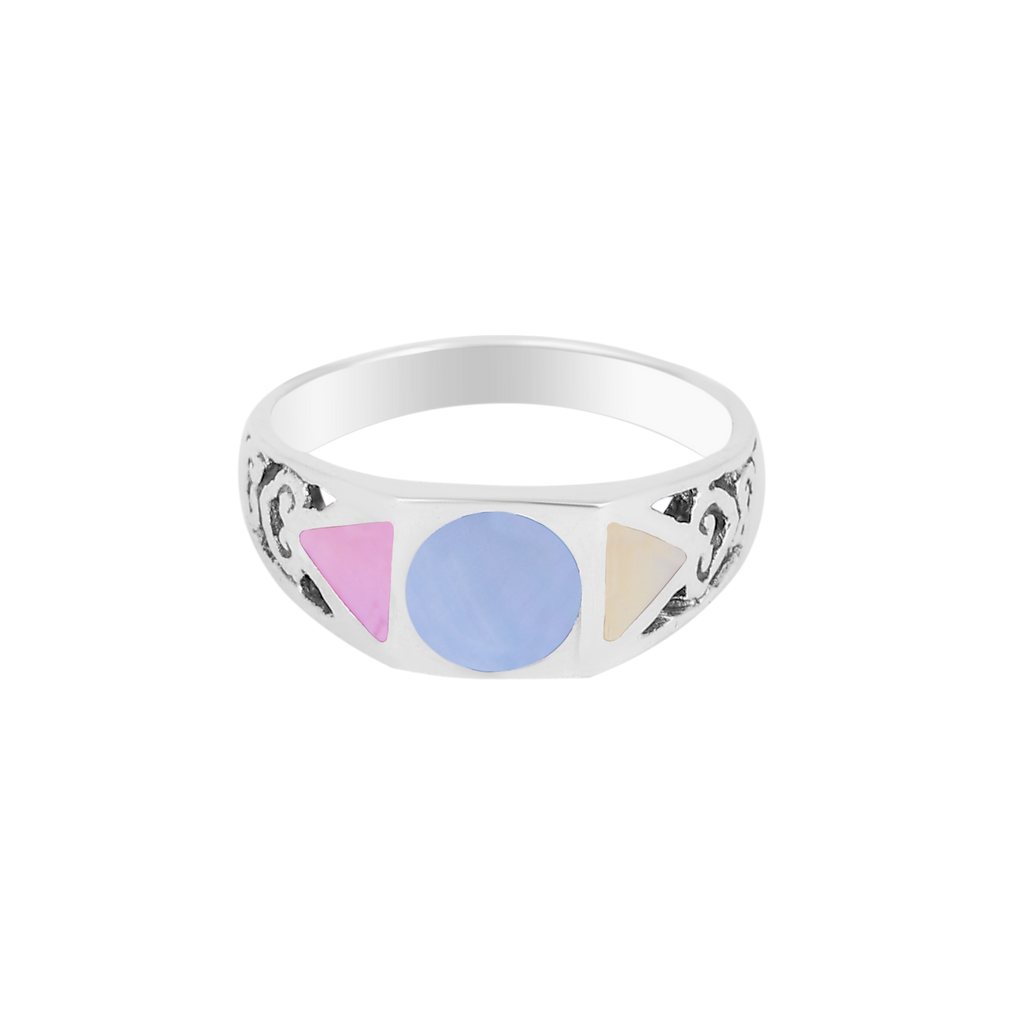 Sterling Silver Geometric Inlay Ring