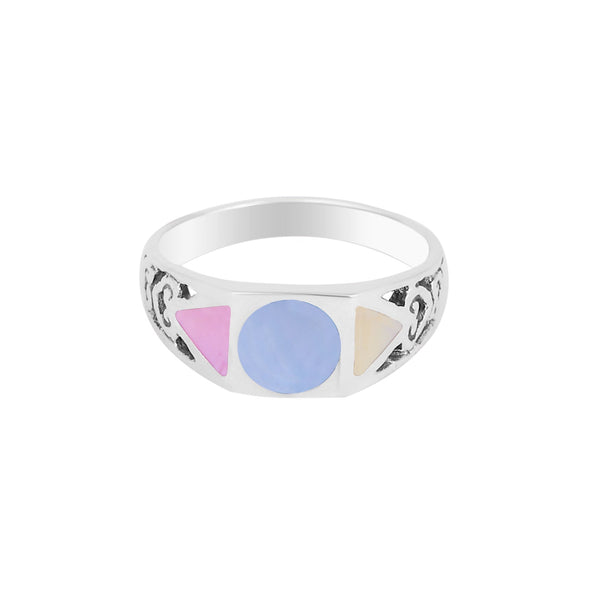 Sterling Silver Geometric Inlay Ring