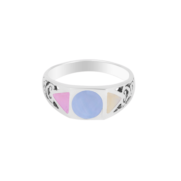 Sterling Silver Geometric Inlay Ring