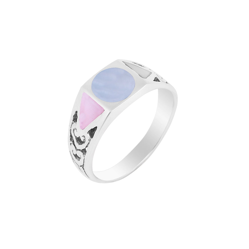 Sterling Silver Geometric Inlay Ring