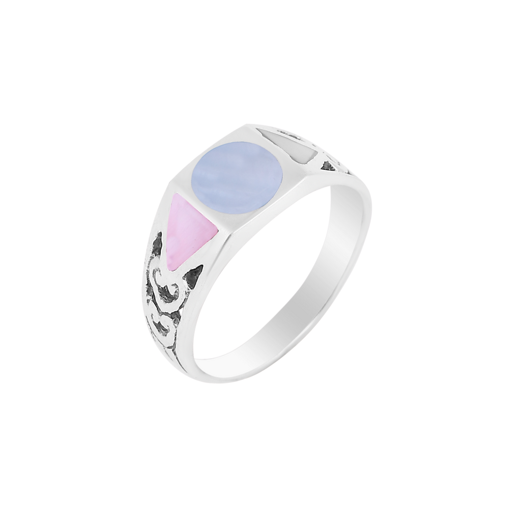 Sterling Silver Geometric Inlay Ring