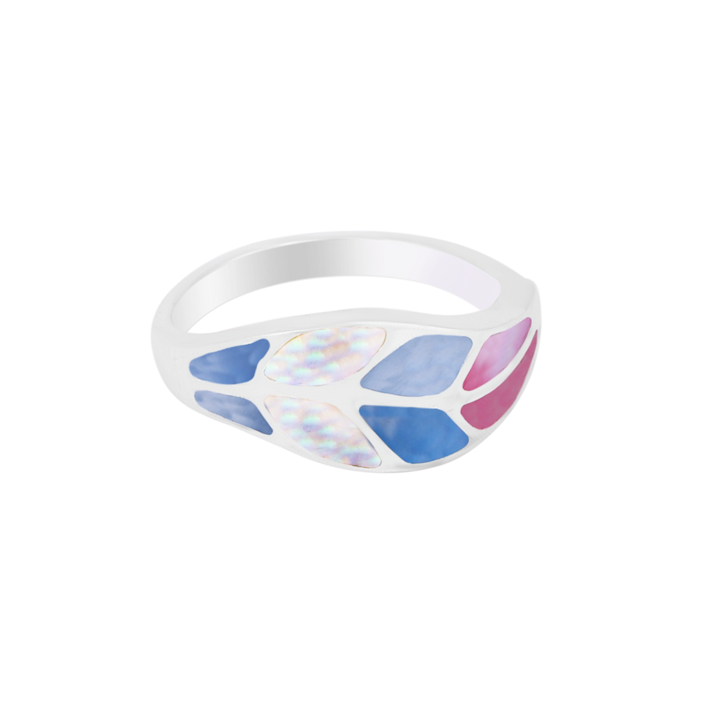 Sterling Silver Multicolor Inlay Ring