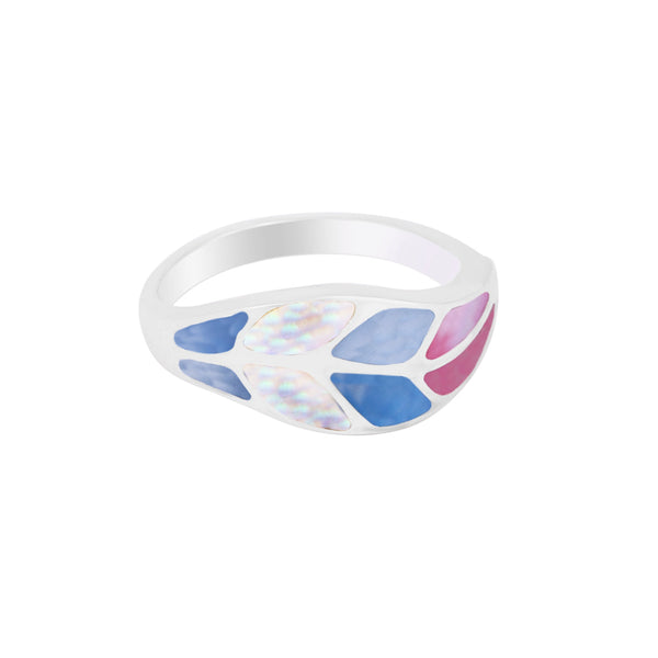 Sterling Silver Multicolor Inlay Ring