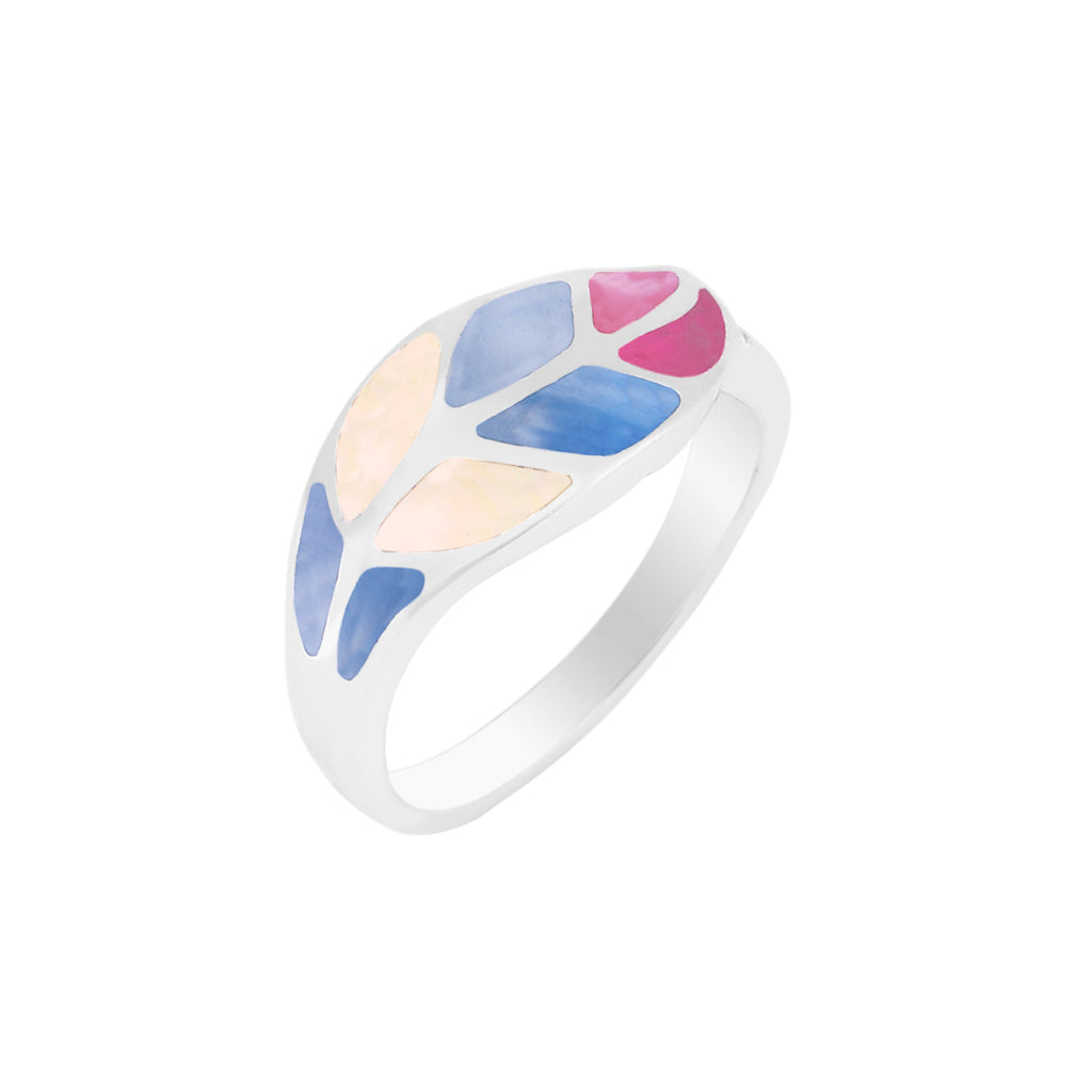 Sterling Silver Multicolor Inlay Ring