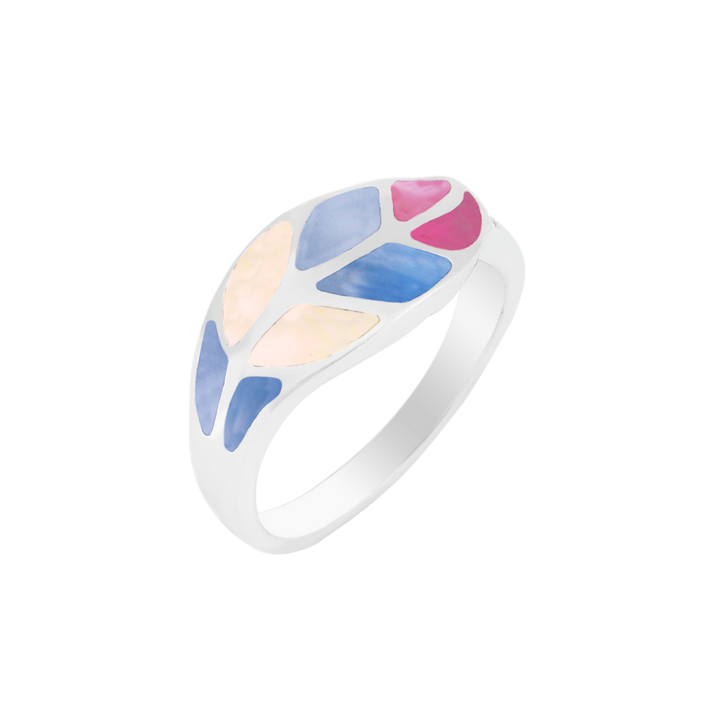 Sterling Silver Multicolor Inlay Ring