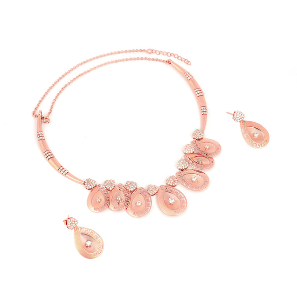 Rose Gold Teardrop Necklace Set