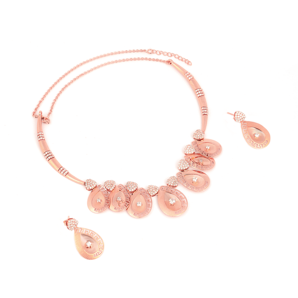 Rose Gold Teardrop Necklace Set