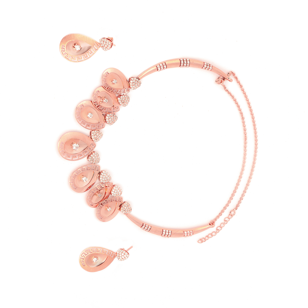 Rose Gold Teardrop Necklace Set