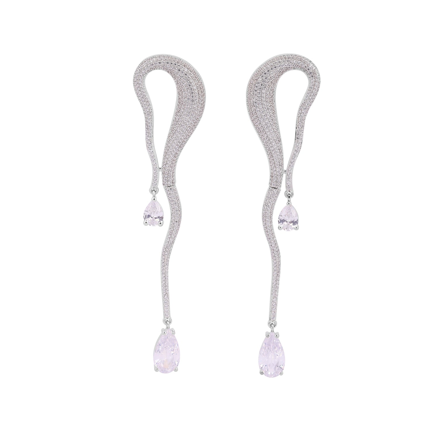 Serpentine Diamond Pink Gemstone Drop Earrings - Flâneur Global® | FG | 925 Fine Silver Jewelry & Accessories 