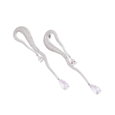 Serpentine Diamond Pink Gemstone Drop Earrings - Flâneur Global® | FG | 925 Fine Silver Jewelry & Accessories 