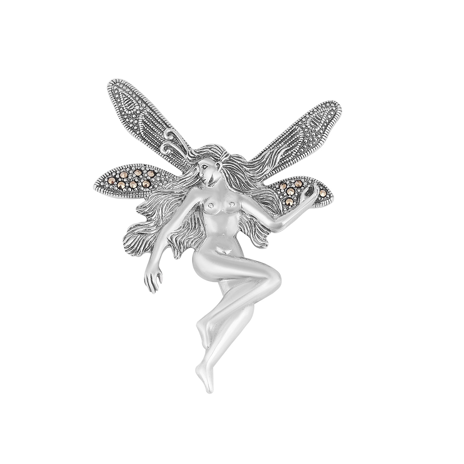 Silver Marcasite Fairy Brooch/Pendant - Flâneur Global® | FG | 925 Fine Silver Jewelry & Accessories 