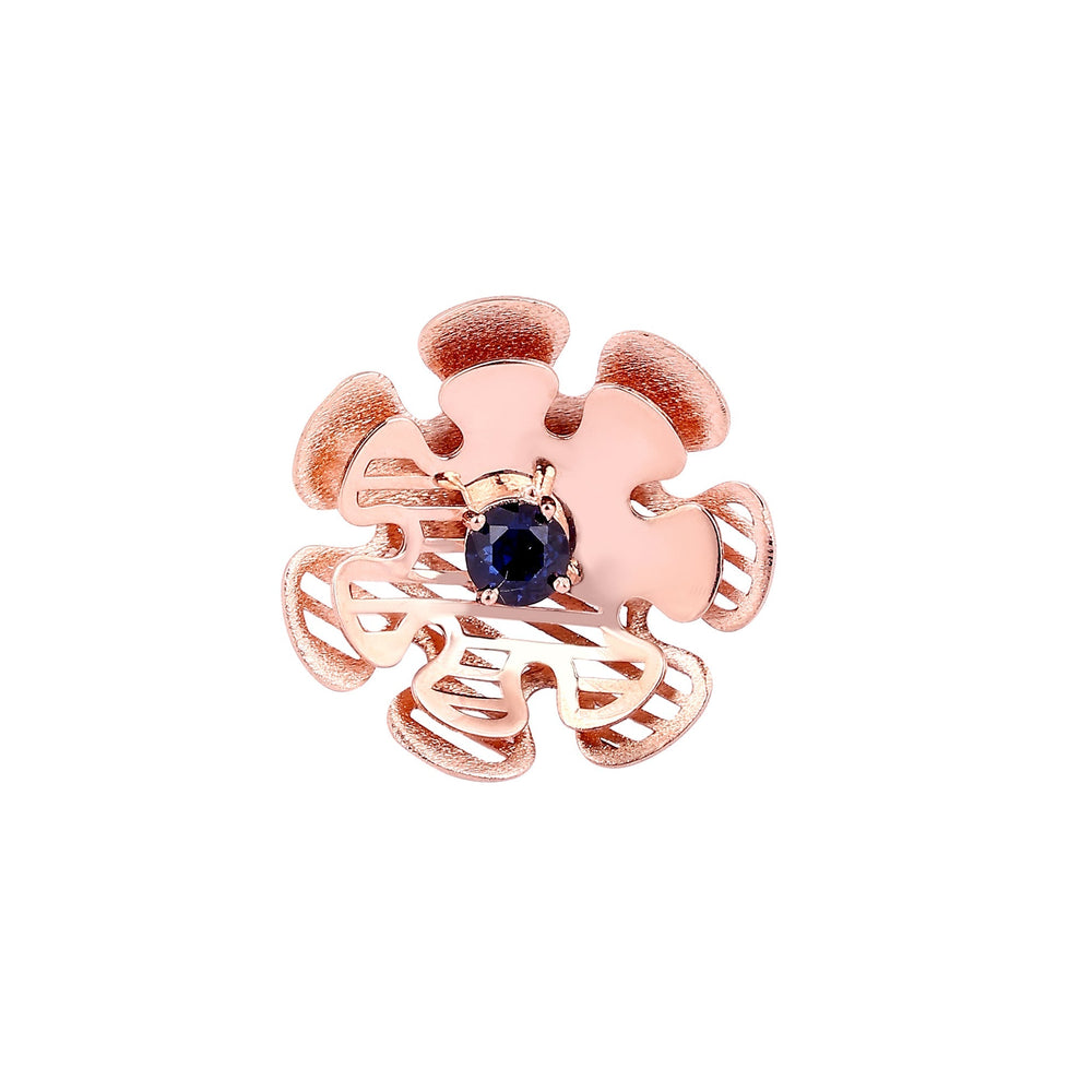 Rose Gold Flower Sapphire Ring