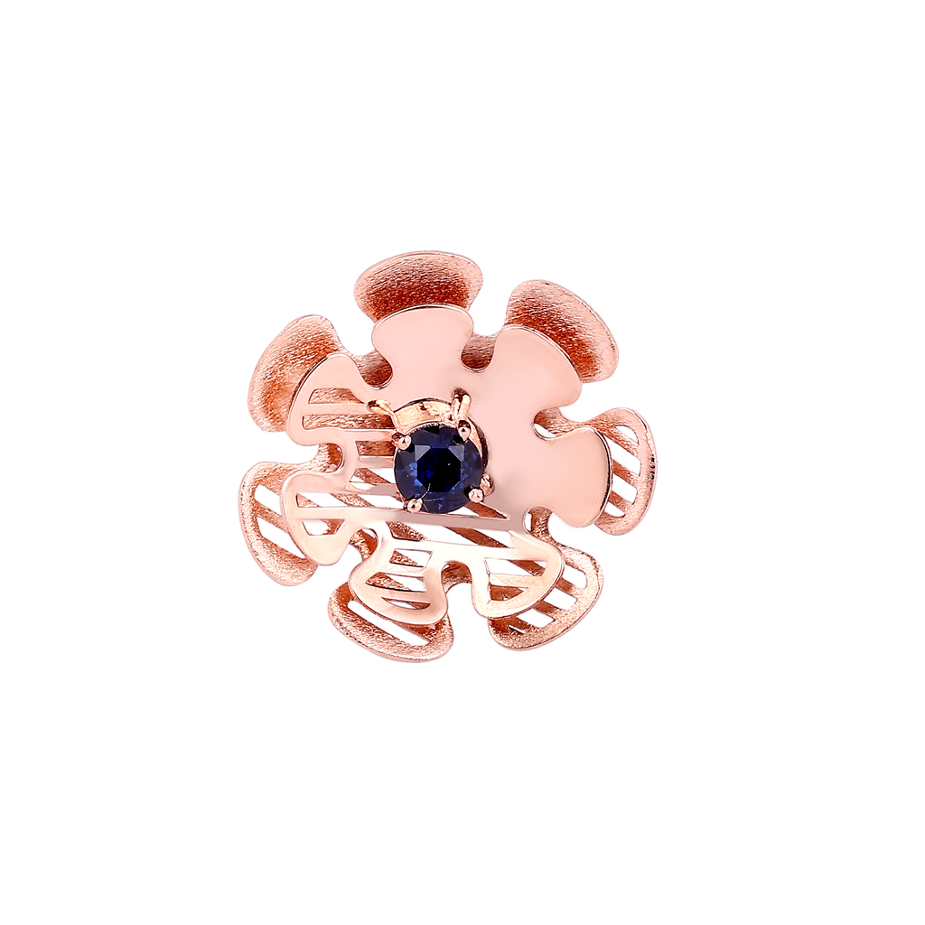 Rose Gold Flower Sapphire Ring
