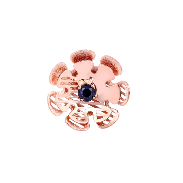 Rose Gold Flower Sapphire Ring