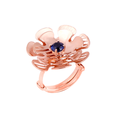 Rose Gold Flower Sapphire Ring - Flâneur Global® | FG | 925 Fine Silver Jewelry & Accessories 