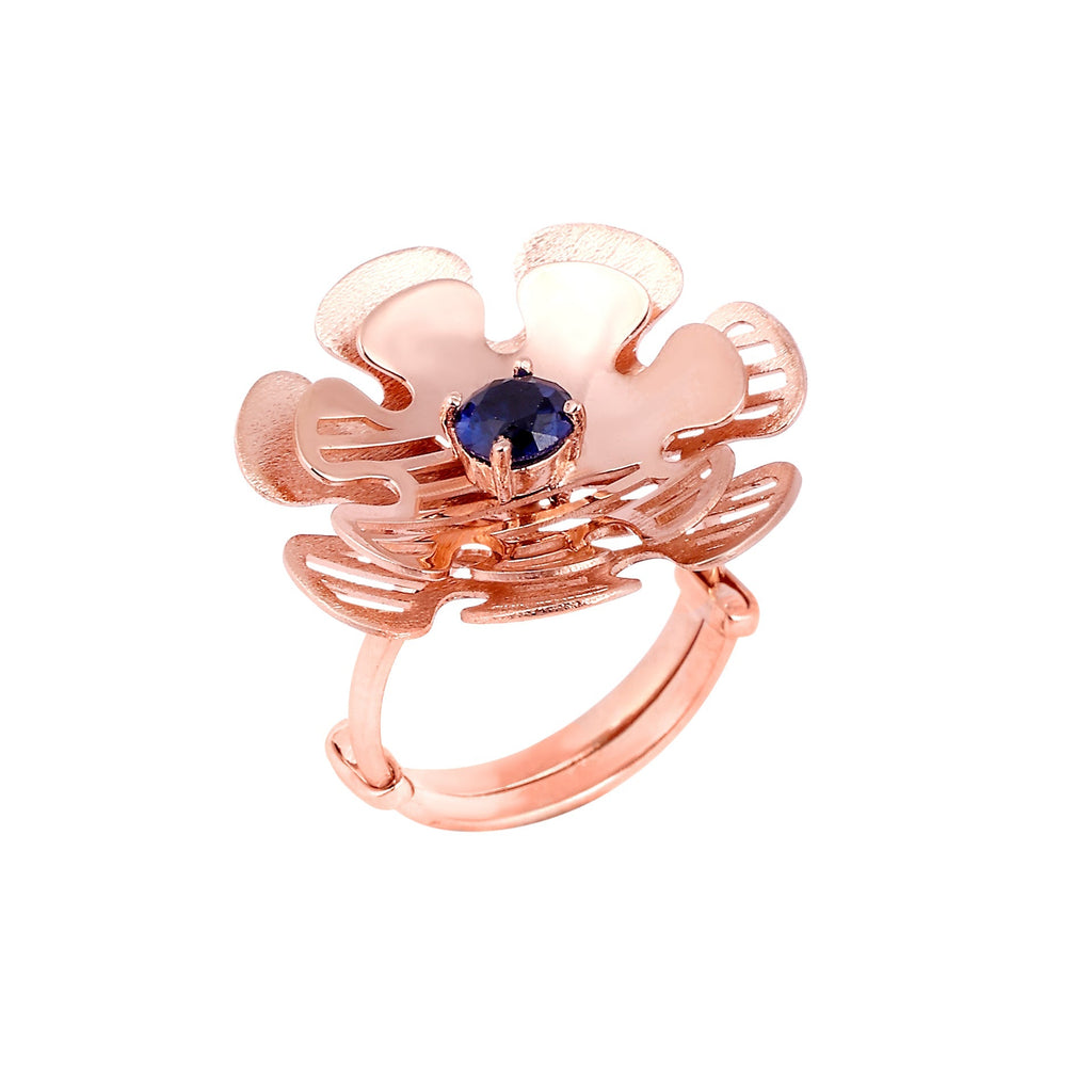 Rose Gold Flower Sapphire Ring