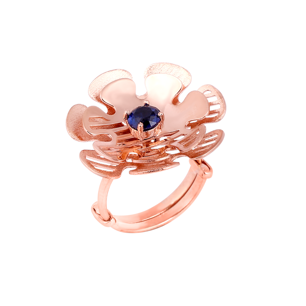 Rose Gold Flower Sapphire Ring