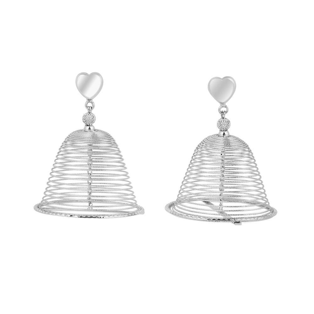 Heart Stud Conical Wire Loop Earrings