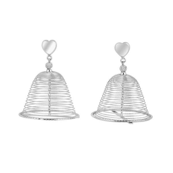 Heart Stud Conical Wire Loop Earrings