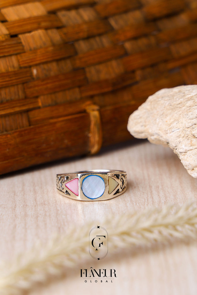 Sterling Silver Geometric Inlay Ring