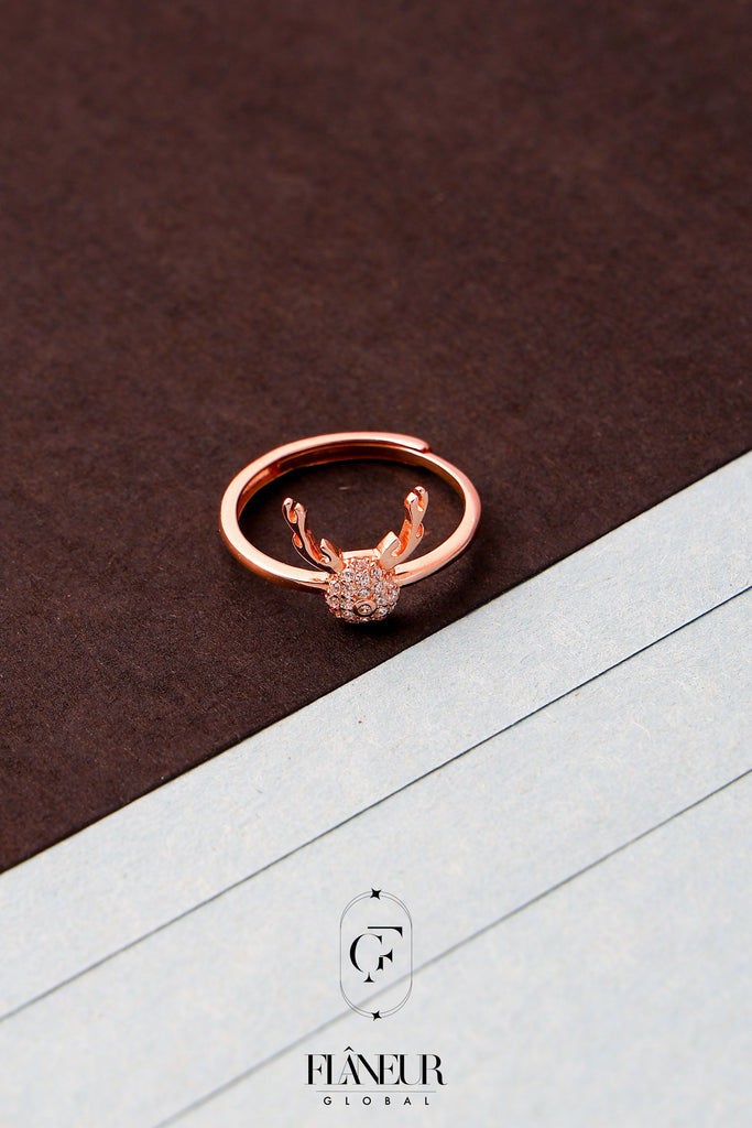Rose Gold Reindeer Head Ring