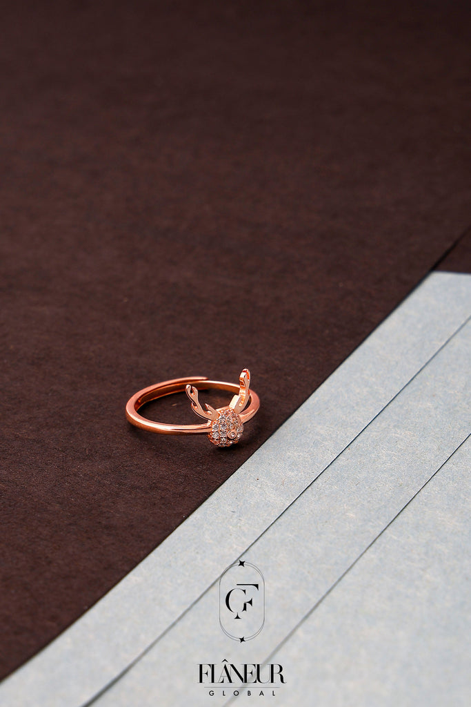 Rose Gold Reindeer Head Ring