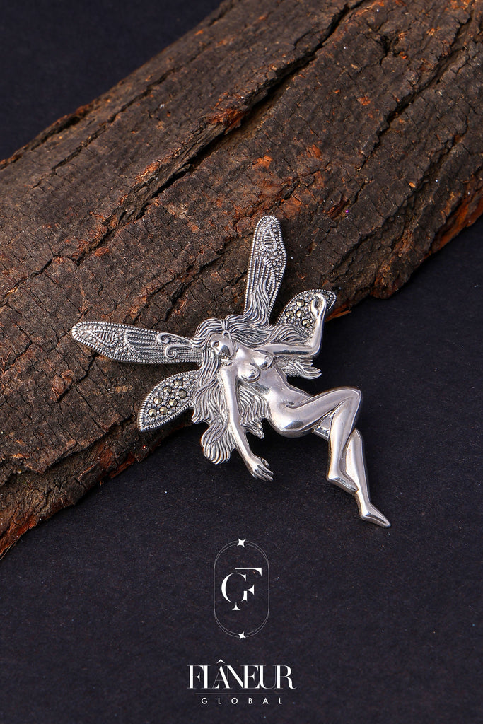 Silver Marcasite Fairy Brooch/Pendant