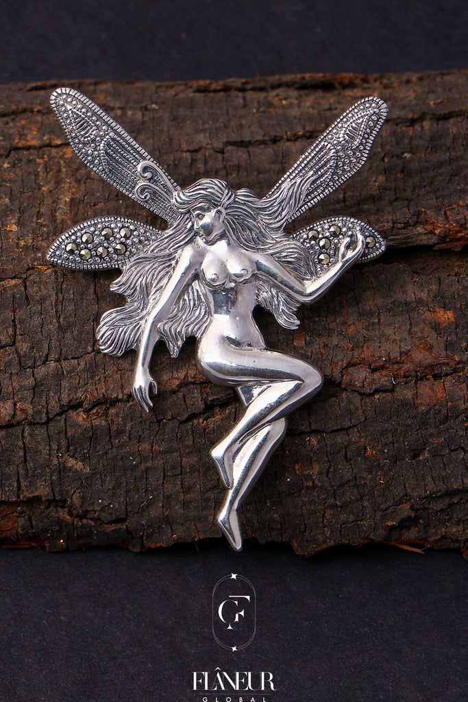Silver Marcasite Fairy Brooch/Pendant