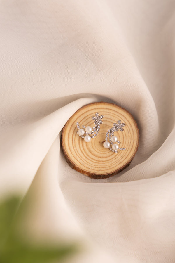 Floral Pearl Drop Earrings