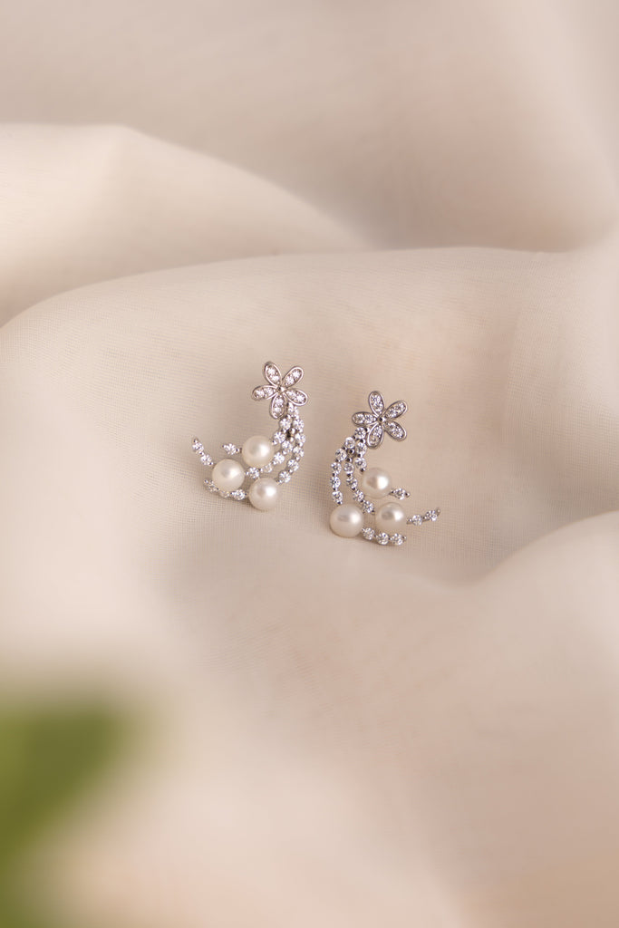 Floral Pearl Drop Earrings
