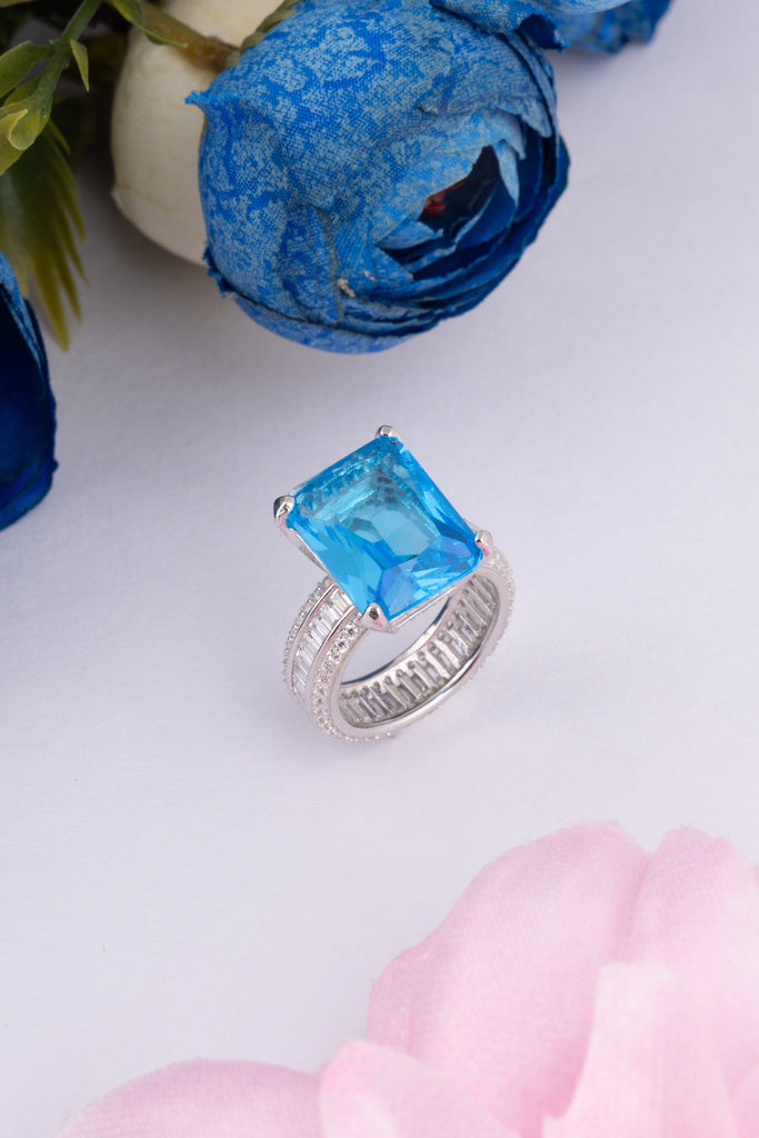 Blue Topaz Diamond Ring