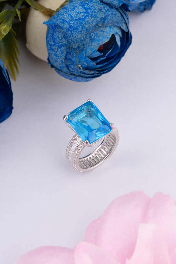 Blue Topaz Diamond Ring