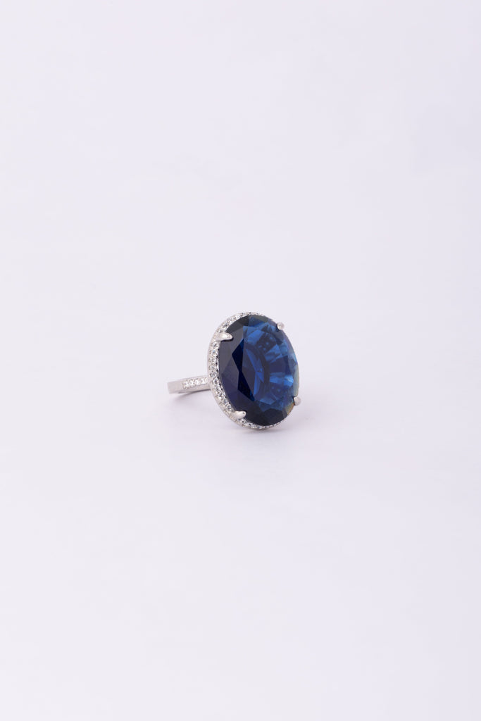 Blue Sapphire Halo Ring