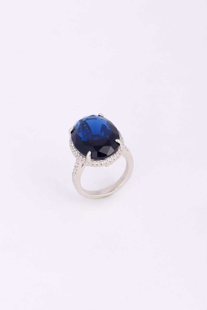 Blue Sapphire Halo Ring