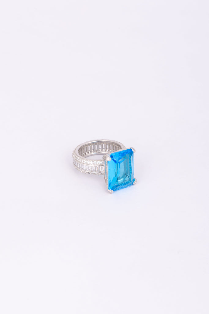 Blue Topaz Diamond Ring