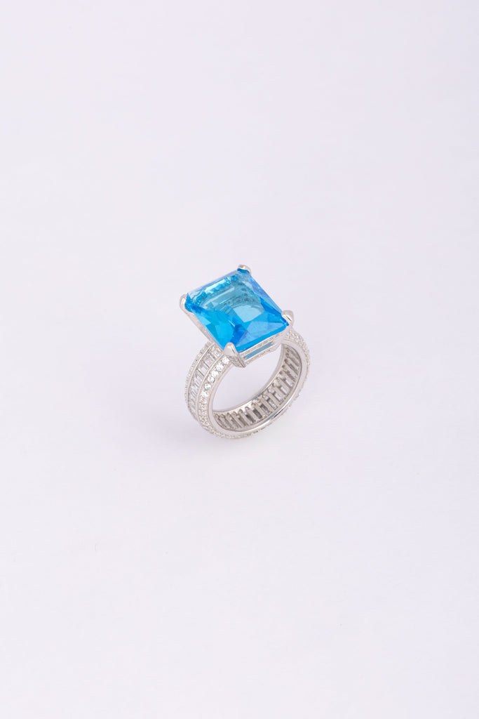 Blue Topaz Diamond Ring