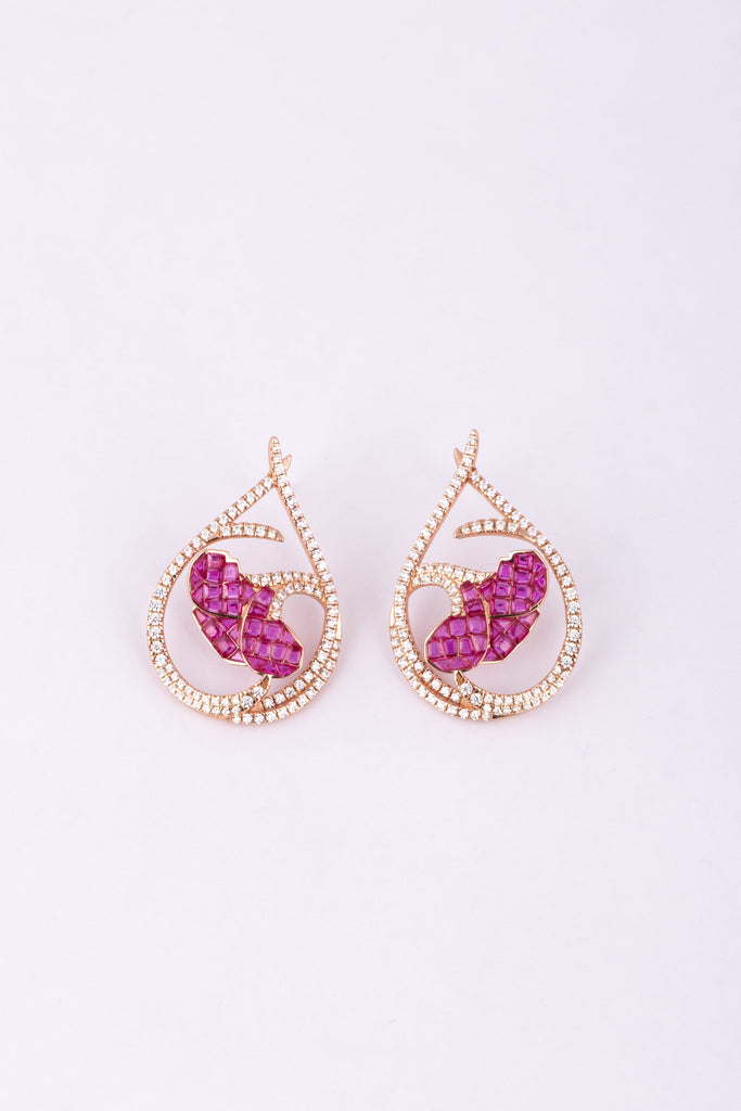 Pink Gemstone Teardrop Earrings