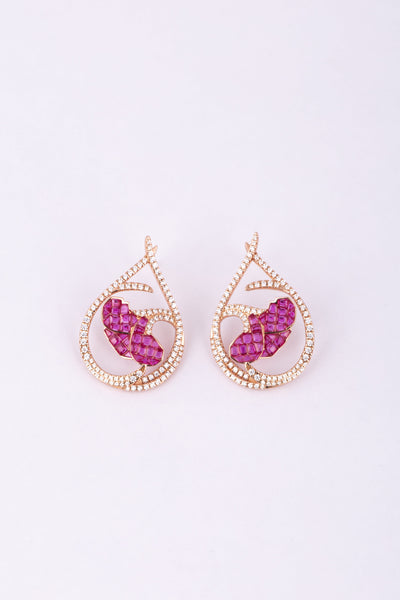 Pink Gemstone Teardrop Earrings