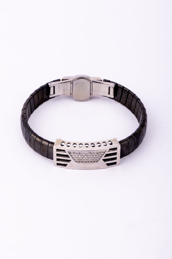 Geometric Leather Steel Bracelet