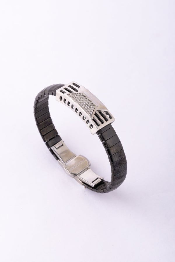 Geometric Leather Steel Bracelet