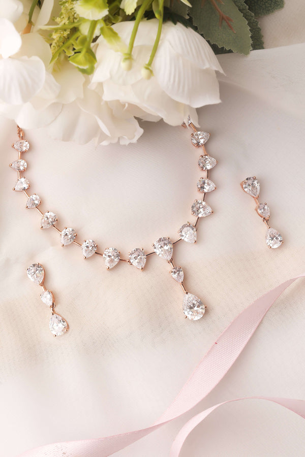 Elegant Teardrop Gemstone Necklace Set