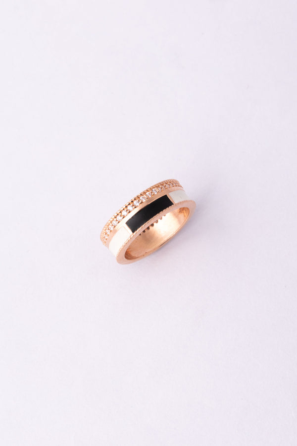 Gold Enamel Diamond Ring