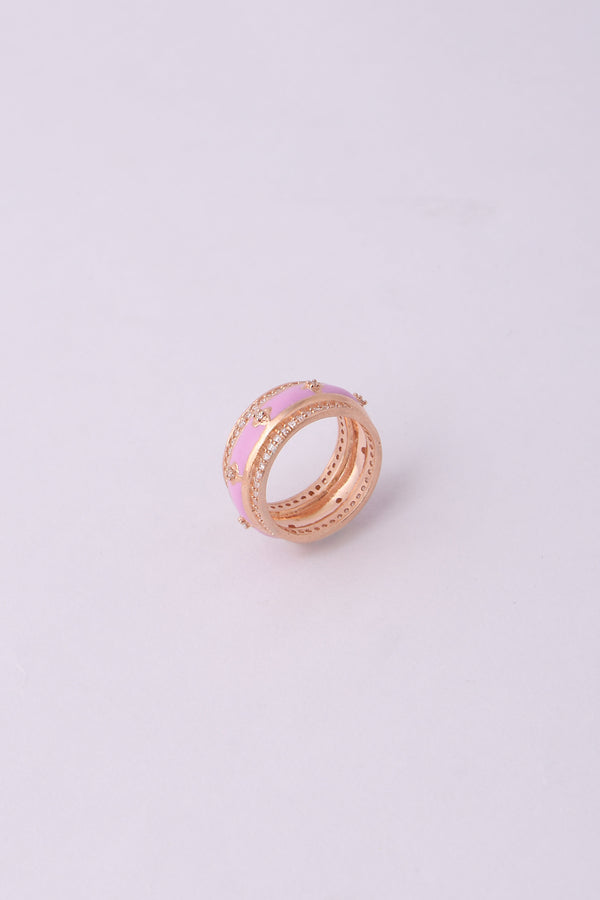Pink Floral Enamel Ring